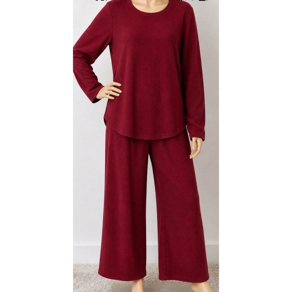 Kindred Bravely Pajama Lounge Set Womens L Burgundy Nursing Maternity Top Pants